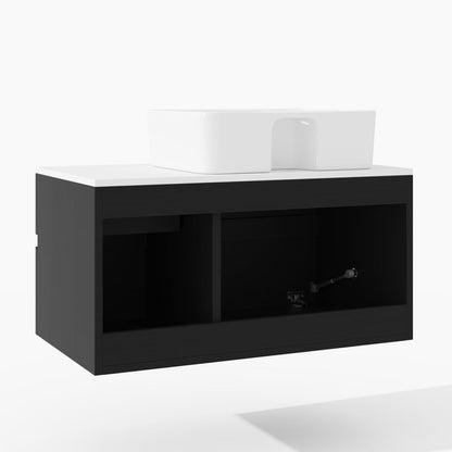 Modern 31" Floating Single Bathroom Vanity with Stone Resin Top, Ceramic Basin