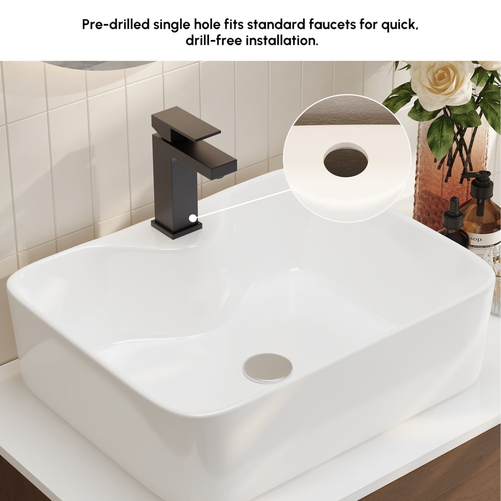 Modern 31.5" Floating Single Bathroom Vanity with Stone Resin Top, Ceramic Basin