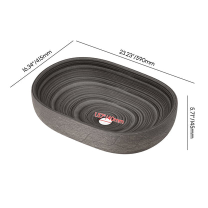 23" Grey Oval Ceramic Bathroom Sink – Matte Glazed Vessel Sink