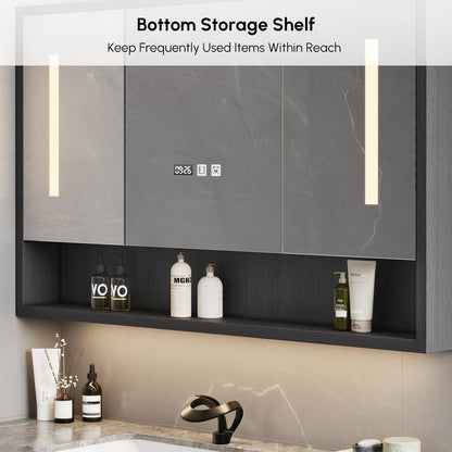 39.4" Black Floating Bathroom Vanity Set with LED Medicine Cabinet