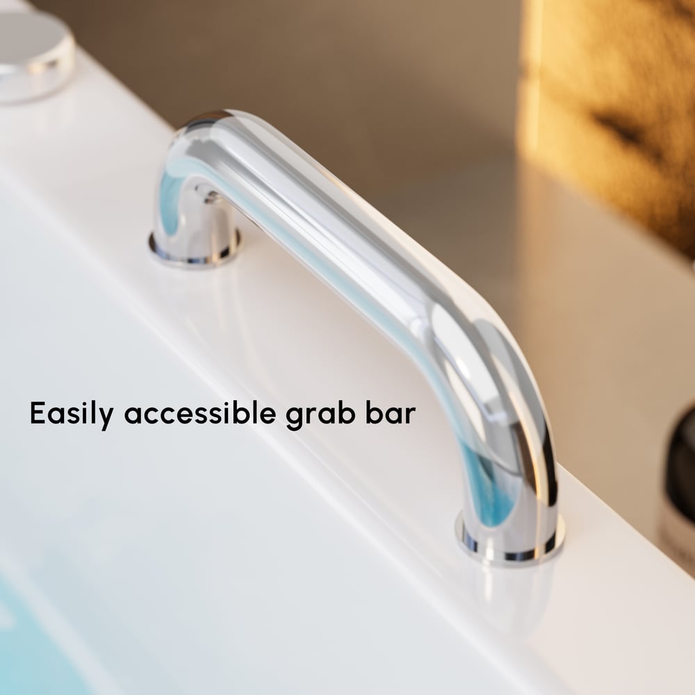 53" Walk In Whirlpool Bathtub with Built-in Seat, Massage Jets,Thermostatic Control