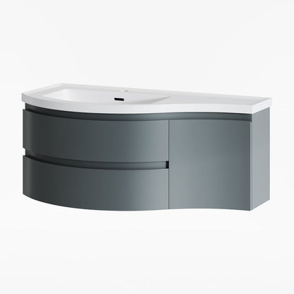 35" Floating Single Curved Bathroom Vanity with Sink & Storage