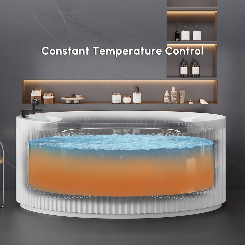 67" Fluted Acrylic Whirlpool Bathtub with Jetted Massage Temperature Control