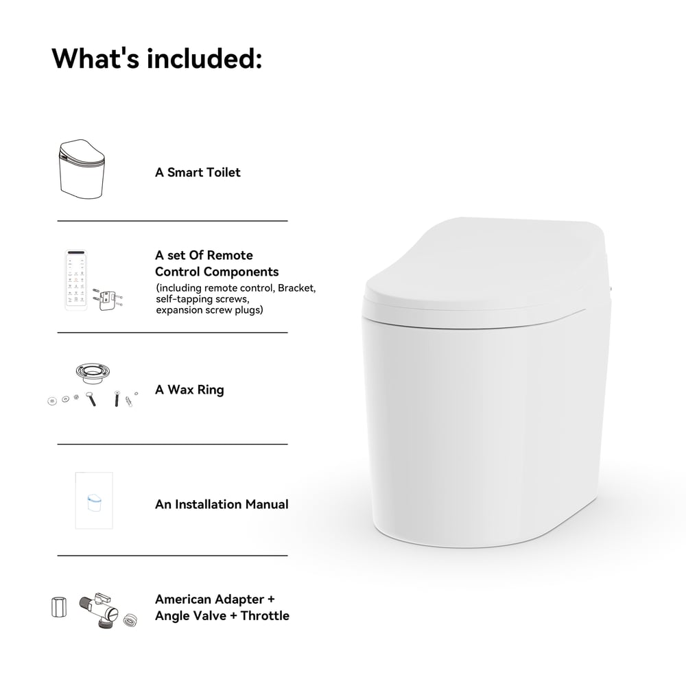 Fitro H1 Compact Smart Bidet Toilet with Deodorization and Automatic Flushing, 1.32 GPF
