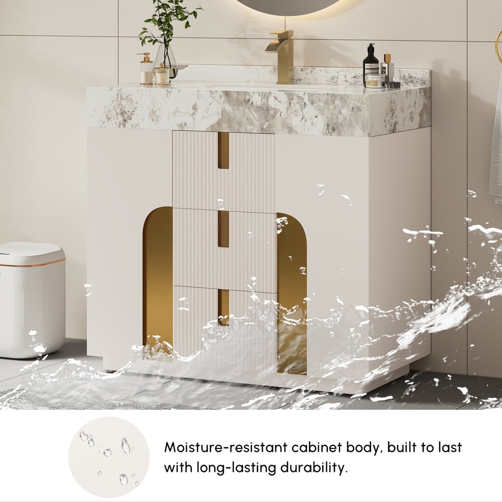 36" Artis Freestanding Bathroom Vanity Single Sink Vanity Cabinet Sintered Stone Top
