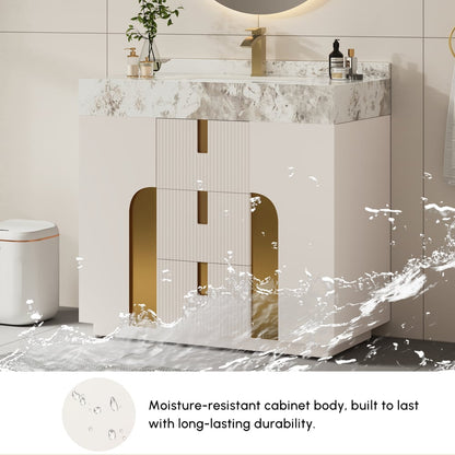 36" Artis Freestanding Bathroom Vanity Single Sink Vanity Cabinet Sintered Stone Top