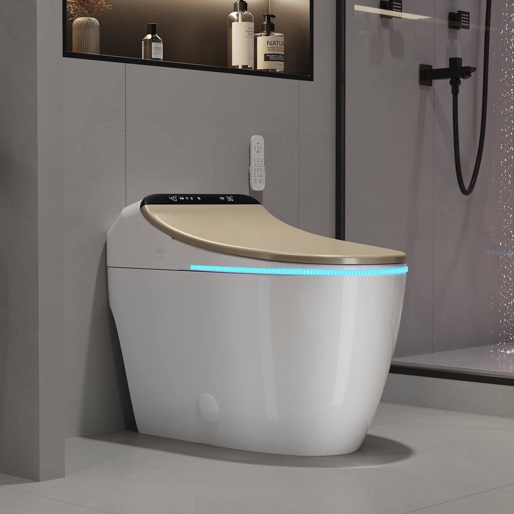 Hynova AX2 Pro Smart Bidet Toilet with Aromatherapy, Rose Gold, 1.28 GPF