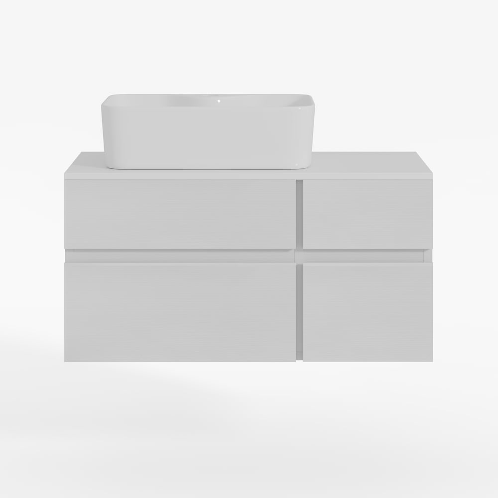 Modern 31.5" Floating Single Bathroom Vanity with Stone Resin Top, Ceramic Basin