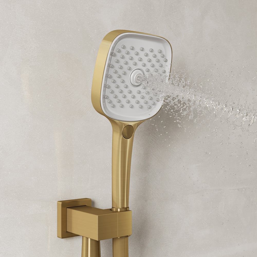 Luxury Gold Thermostatic Shower System with Overhead Rainfall & Handheld Spray