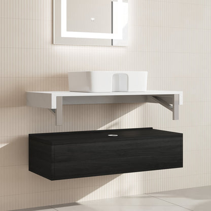Modena 39.3" Floating Single Bathroom Vanity with Sink, Sintered Stone Top