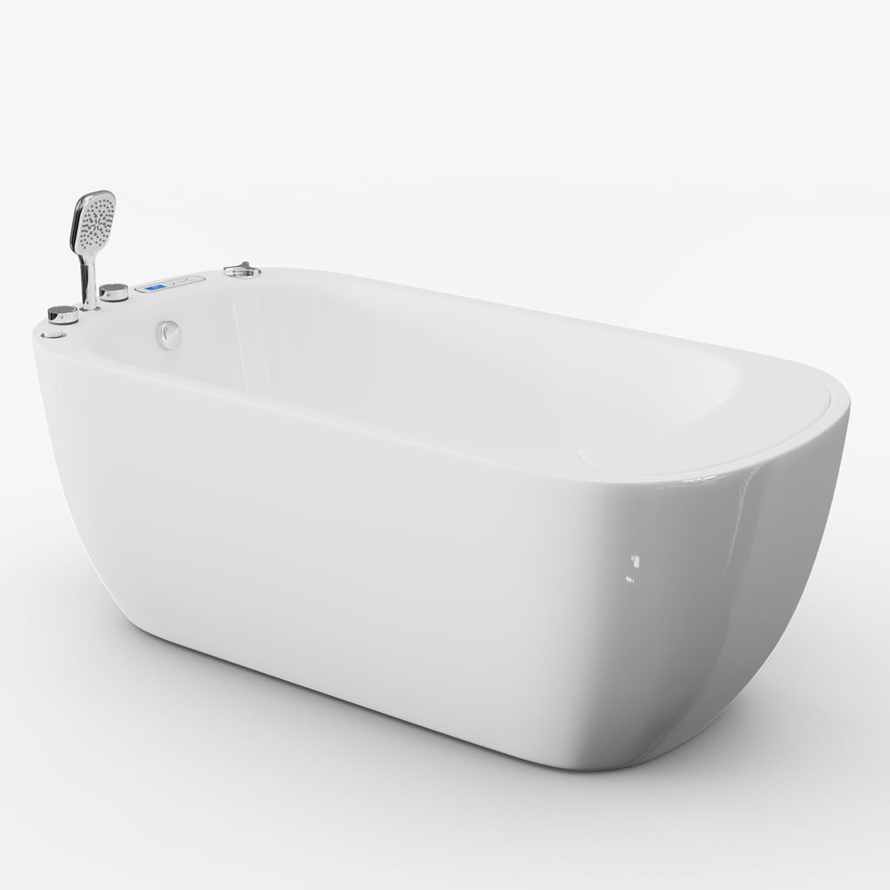67" 2-Person Whirlpool Bathtub with Massage Jets & Thermostatic Control