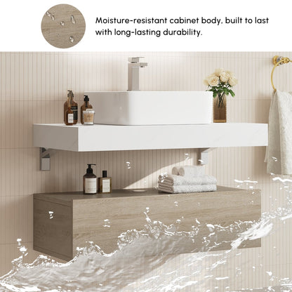 Modena 35.4"Floating Single Bathroom Vanity with Sink, Sintered Stone Top
