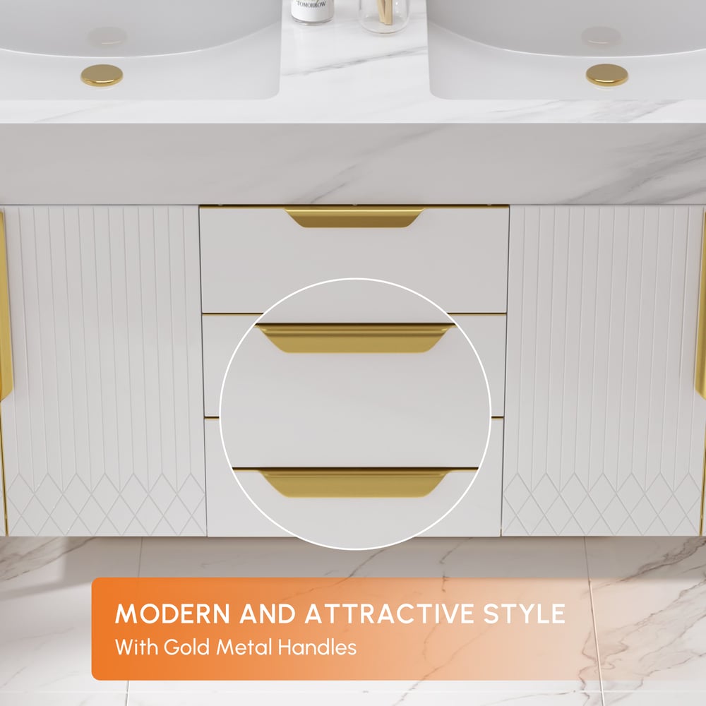 Aro 59" Double Bathroom Vanity & 59" Bathroom Storage Cabinet Set