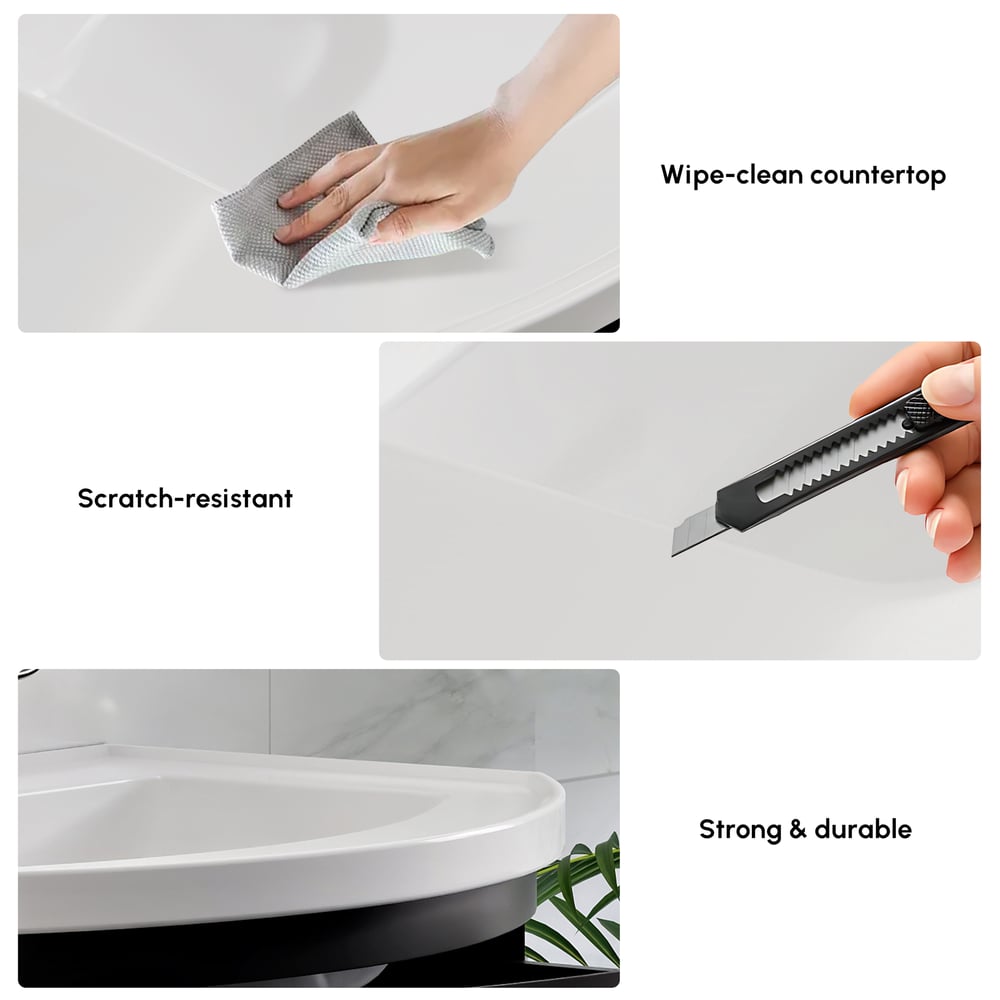 35" Floating Single Curved Bathroom Vanity with Sink & Storage