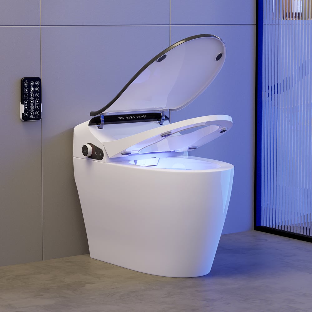 Hynova AX2 Automatic Smart Bidet Toilet with Auto Open/Close Lid Black 1.28 GPF