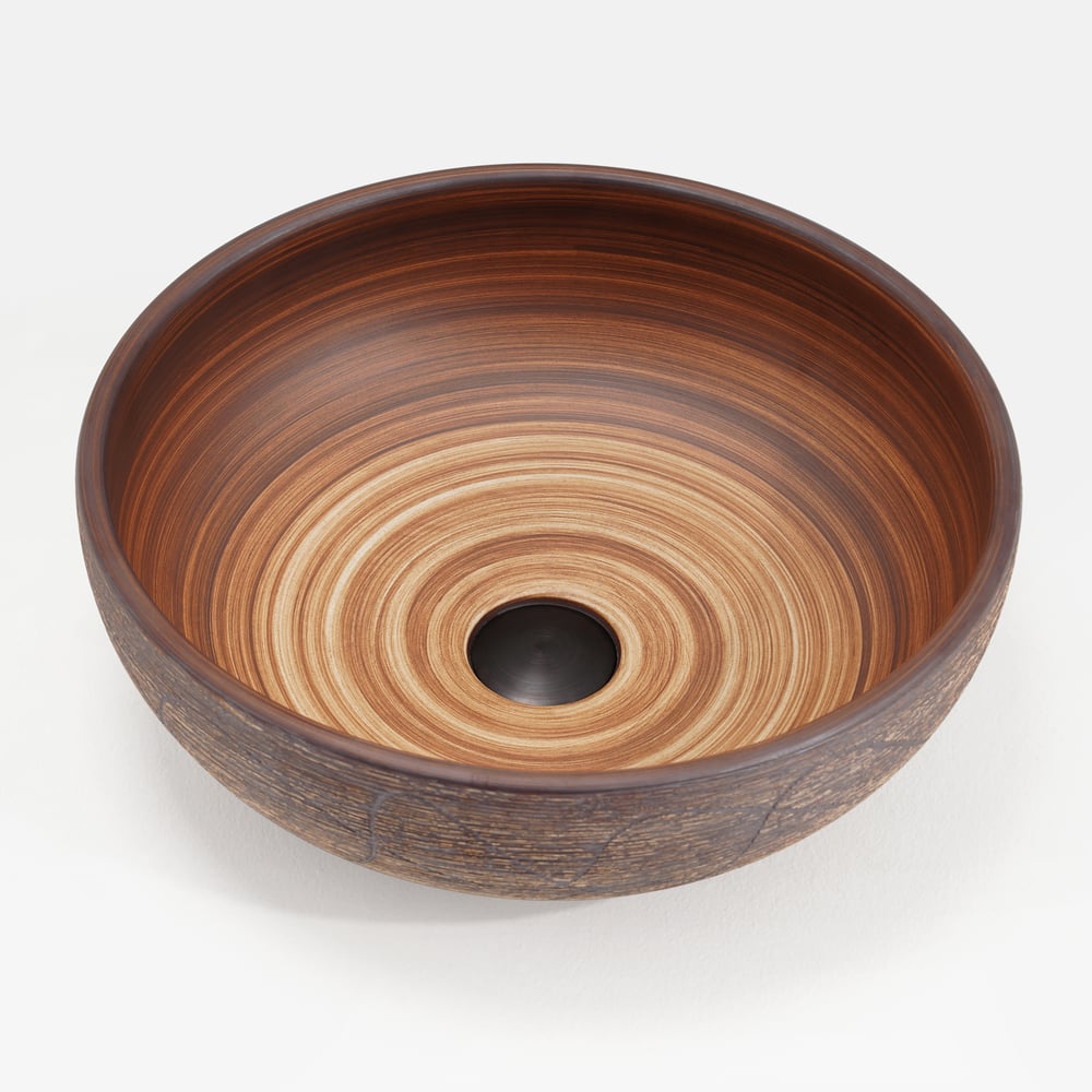 15.7" Ceramic Round Bathroom Vessel Sink Retro Washbasin