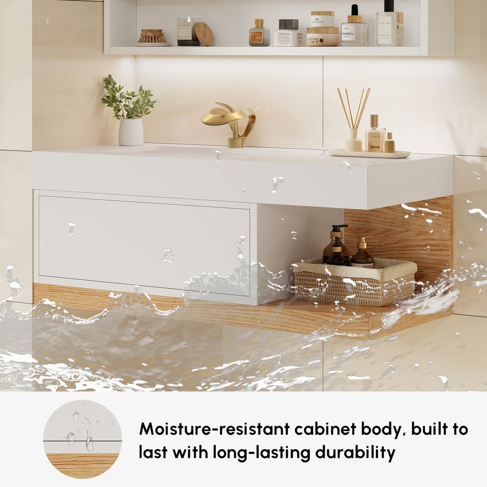 59" Floating Bathroom Vanity & LED Medicine Cabinet Set