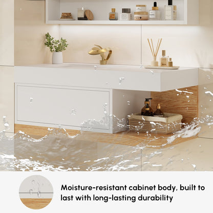 59" Floating Bathroom Vanity & LED Medicine Cabinet Set