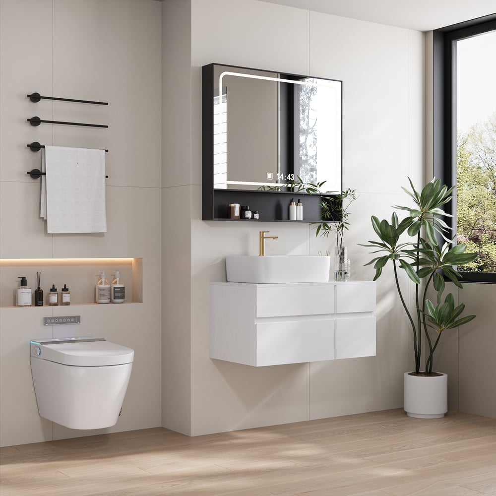 Airloo Smart Bidet Toilet with Built-in Tank and Auto-Open Lid, Dual Flush 1.1/1.6 GPF