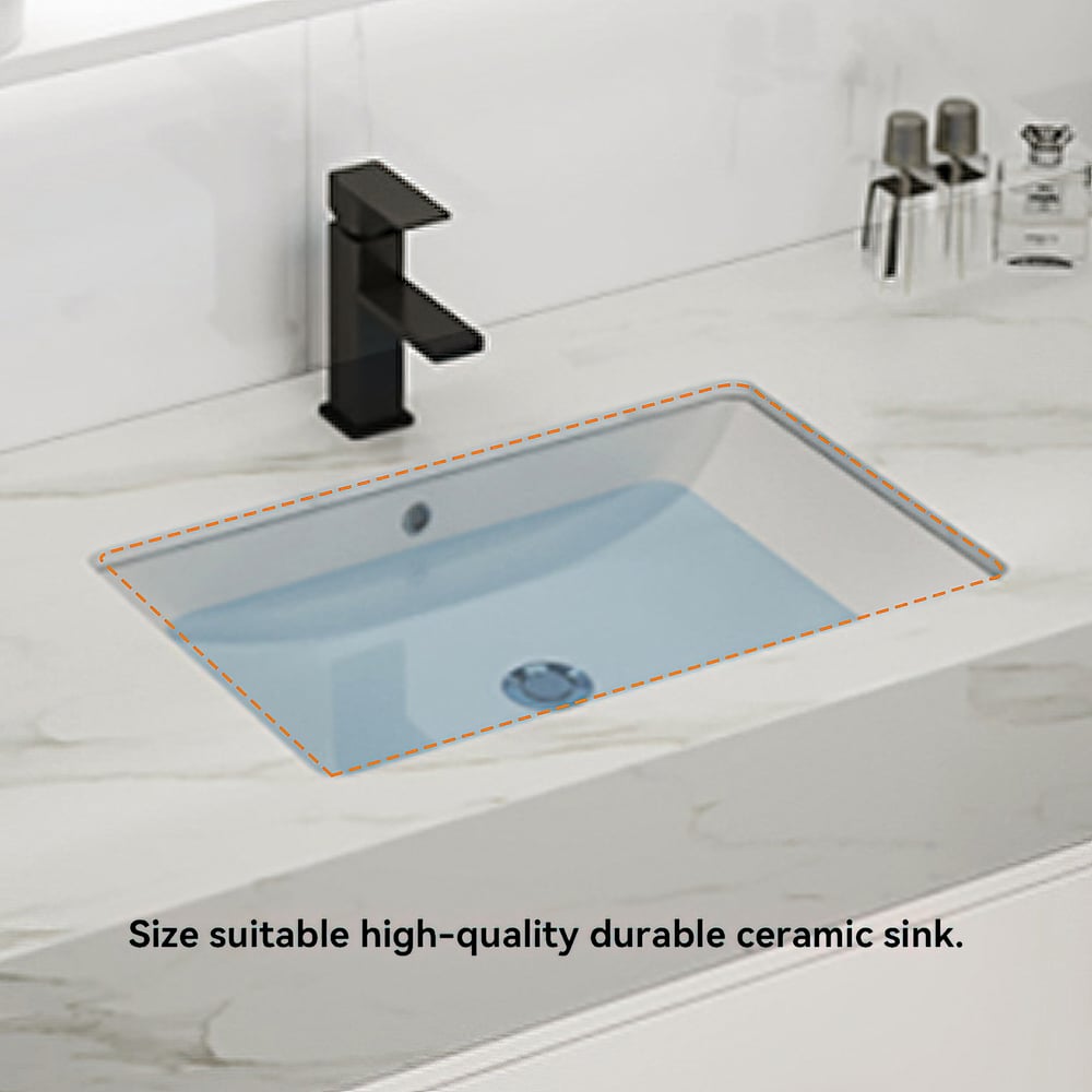 Modern 39" White Floating Single Bathroom Vanity with Sintered Stone Top and Sink