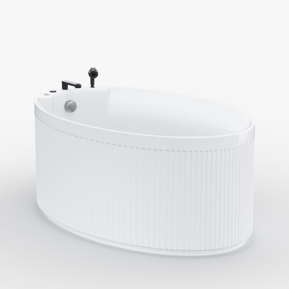 67" Fluted Acrylic Whirlpool Bathtub with Jetted Massage Temperature Control