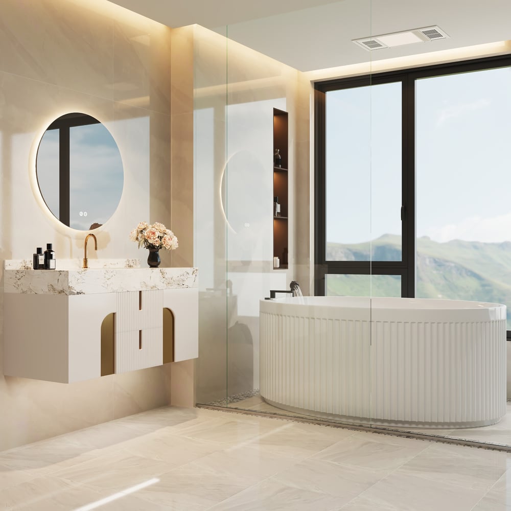 Artis 36" Floating Single Bathroom Vanity with Sink, Sintered Stone Top, Ample Storage