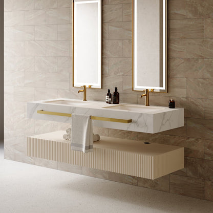 Bathroom Vanity Series 55.1" Modern Floating Bathroom Vanity White with Double Sinks