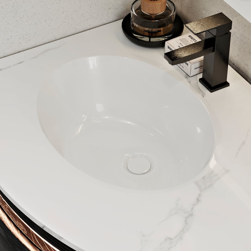 Modern 36" Corner Floating Single Bathroom Vanity with Sink, LED Light, Storage