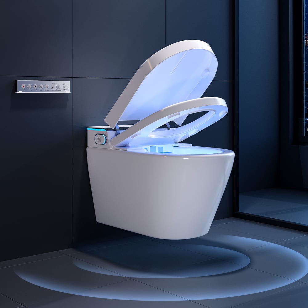 Airloo Smart Bidet Toilet with Built-in Tank and Auto-Open Lid, Dual Flush 1.1/1.6 GPF