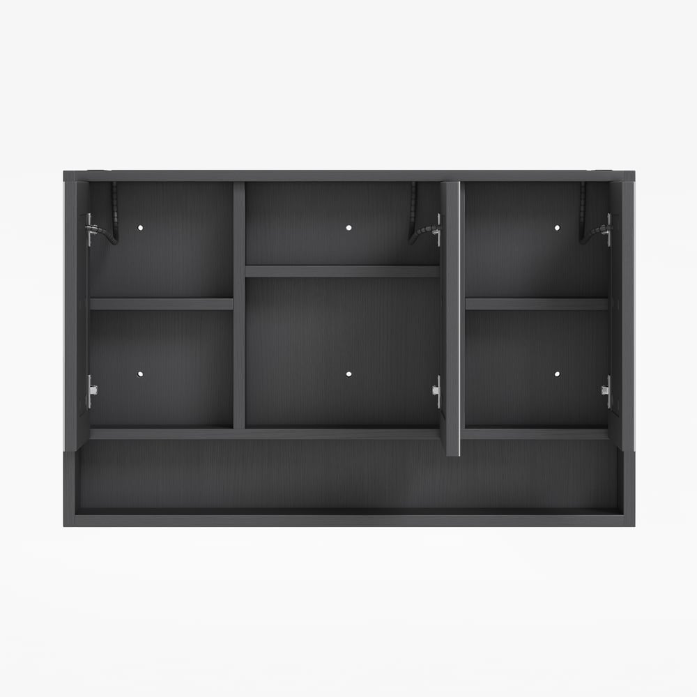 39.4" Black Floating Bathroom Vanity Set with LED Medicine Cabinet