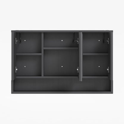 39.4" Black Floating Bathroom Vanity Set with LED Medicine Cabinet