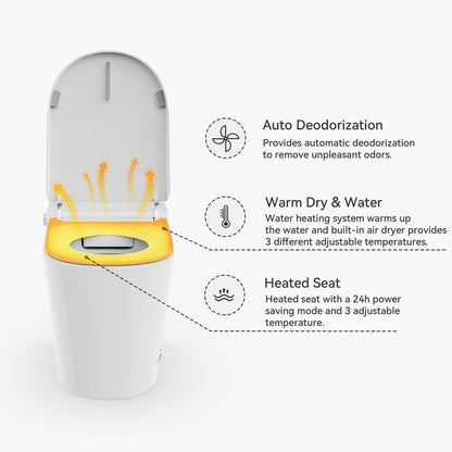 Fitro H2 Pro Compact Smart Bidet Toilet with Built-In Tank, UV Sterilization, 1.32 GPF