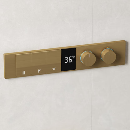 Luxury Gold Thermostatic Shower System with Overhead Rainfall & Handheld Spray