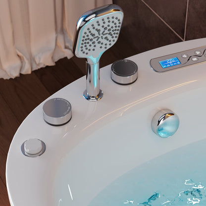 67" 2-Person Whirlpool Bathtub with Massage Jets & Thermostatic Control