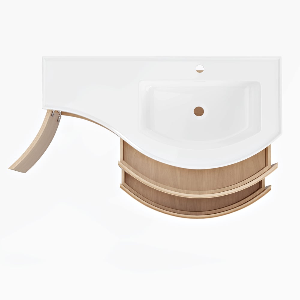 35" Floating Single Curved Bathroom Vanity with Sink & Storage