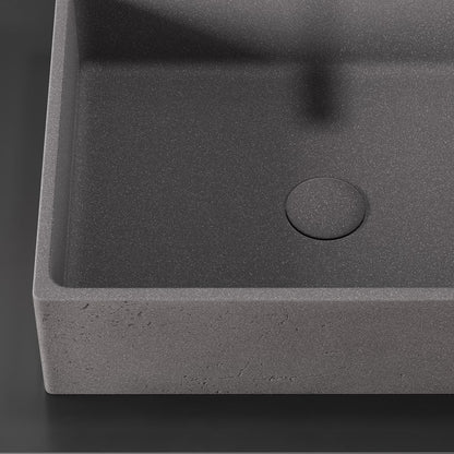 18'' Gray Concrete Vessel Sink Modern Rectangular Countertop Basin for Bathroom Vanity
