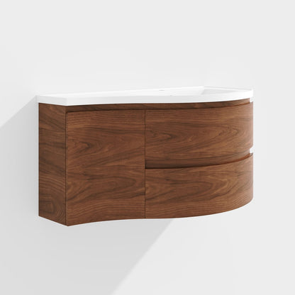 35" Floating Single Curved Bathroom Vanity with Sink & Storage