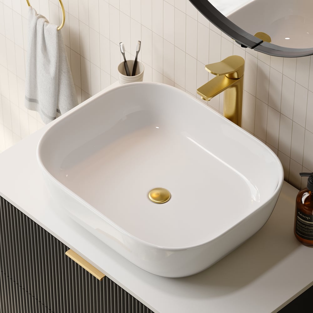 31.5'' Black Single Fluted Bathroom Vanity with Vessel Sink and 2 Drawers