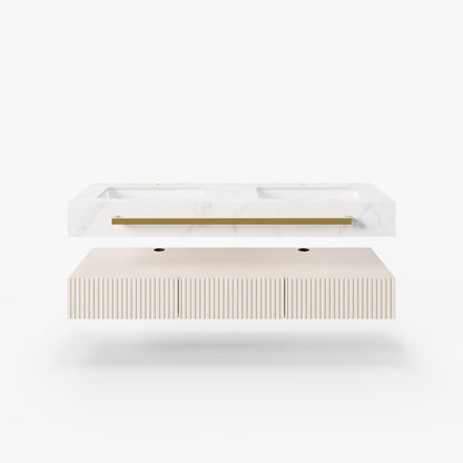 Bathroom Vanity Series 55.1" Modern Floating Bathroom Vanity White with Double Sinks