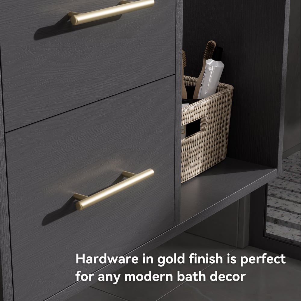 Modern 35.4" Floating Single Bathroom Vanity with Sink, Sintered Stone Top