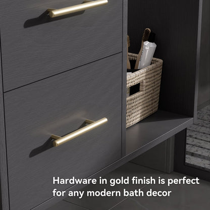 Modern 35.4" Floating Single Bathroom Vanity with Sink, Sintered Stone Top