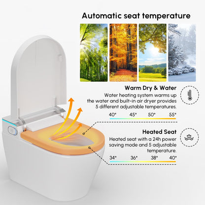 Airloo Smart Bidet Toilet with Built-in Tank and Auto-Open Lid, Dual Flush 1.1/1.6 GPF