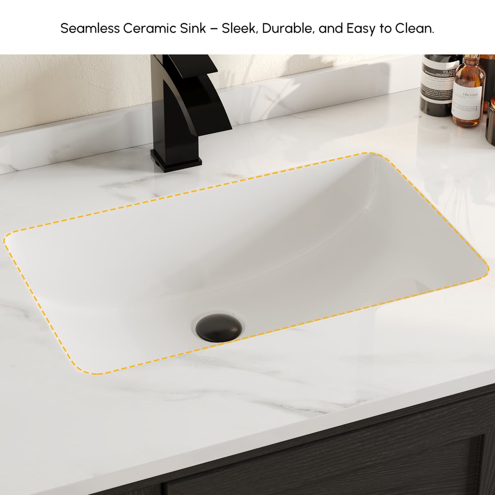 42" Arune Black Bathroom Vanity with Arched Glass Doors, Drawers and Light