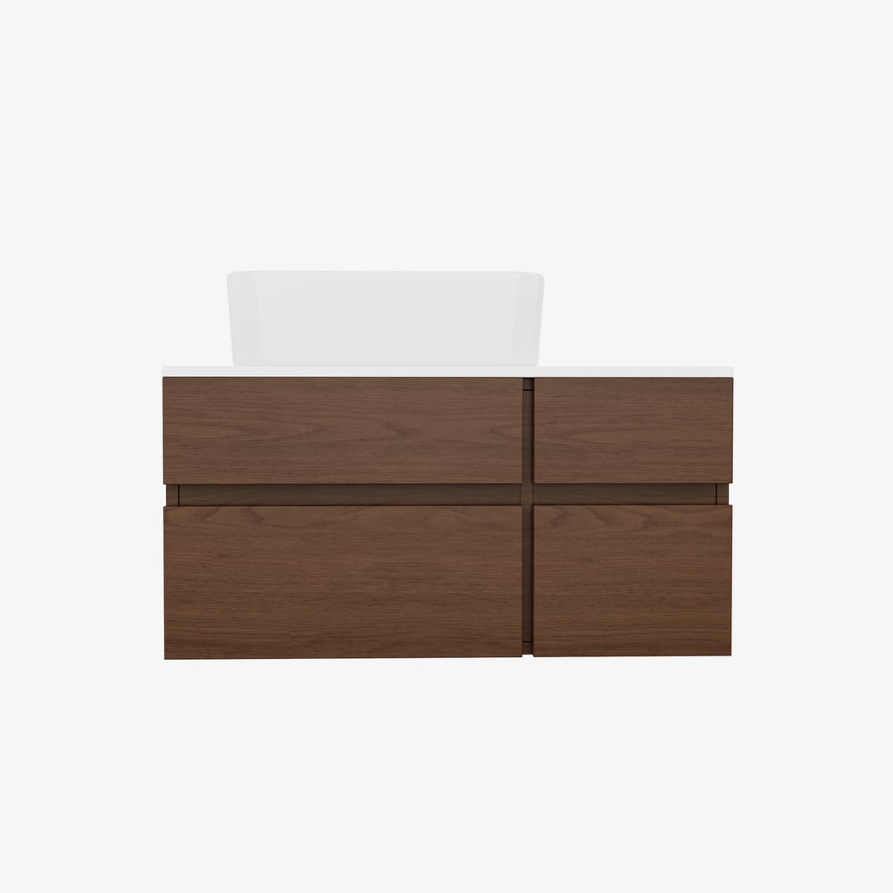 Modern 31.5" Floating Single Bathroom Vanity with Stone Resin Top, Ceramic Basin