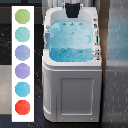 53" Walk In Whirlpool Bathtub with Built-in Seat, Massage Jets,Thermostatic Control