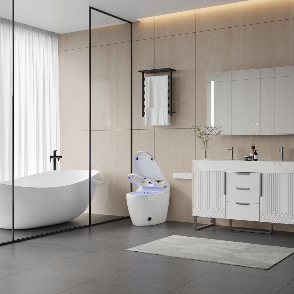 Hynova AX8 Pro Smart Bidet Toilet with UV Sterilization, White, 1.28 GPF