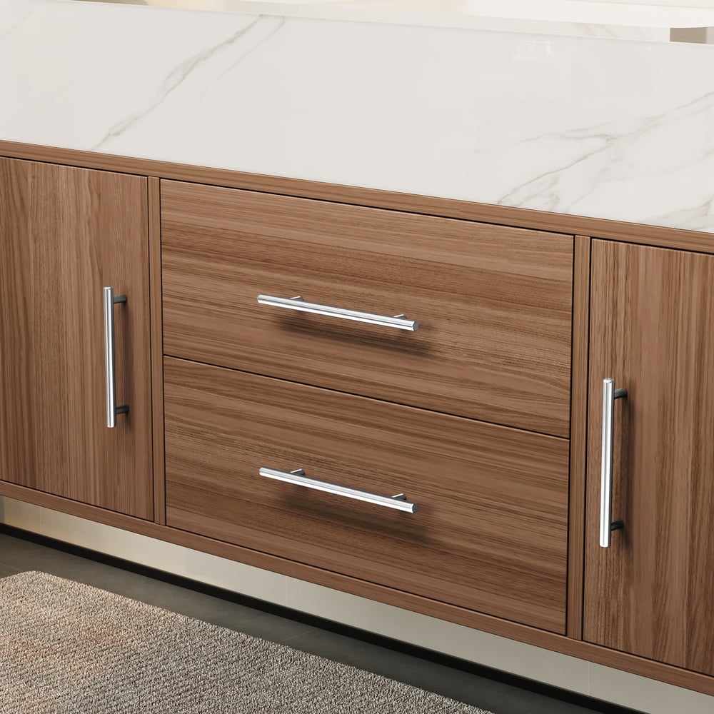 Modern 39" Walnut Floating Single Bathroom Vanity with Sintered Stone Top and Sink
