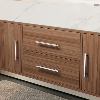 Modern 39" Walnut Floating Single Bathroom Vanity with Sintered Stone Top and Sink