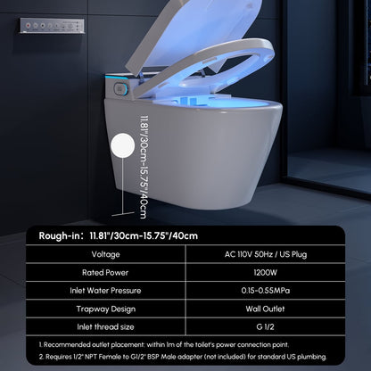 Airloo Smart Bidet Toilet with Built-in Tank and Auto-Open Lid, Dual Flush 1.1/1.6 GPF