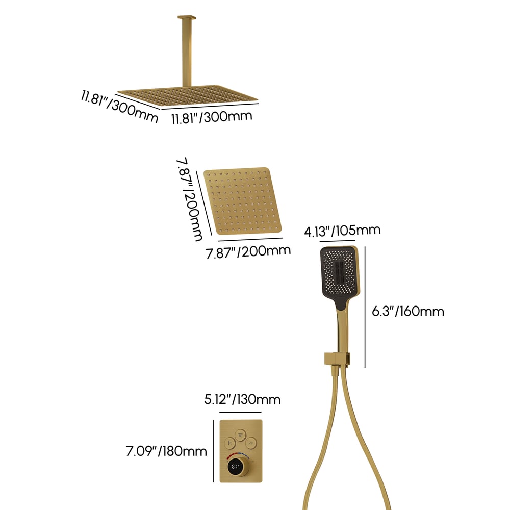 Dual Head Shower System – 12" Ceiling & 8" Wall Shower with Handheld, Solid Brass